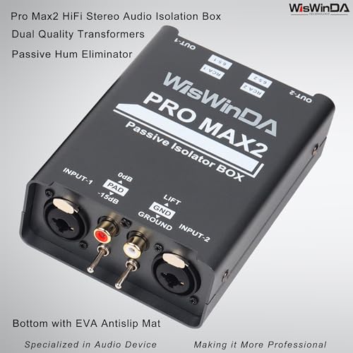 WisWinDa Pro Max2 2Channels XLR/RCA/TS/TRS Passive Hum Eliminator Box for Audio Equipments Ground Loop Isolator Noise Filter for Different Audio Systems Using (WDISO-Pro Max2) - Image 5