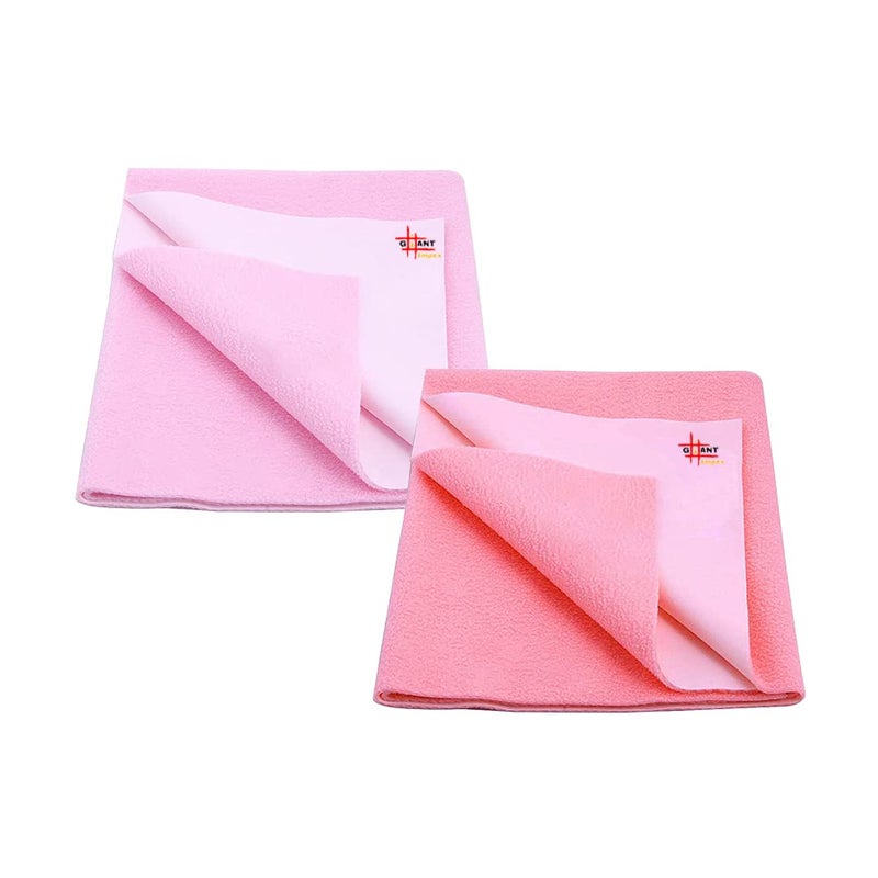 GIANT IMPEX Waterproof Antibacterial Quick Dry Ultra Absorbent Baby Dry Sheet/Bed Wetting Protector/Crib Sheet/Play Medium-Pack of 2, Baby Pink & Salmon Rose - Image 1