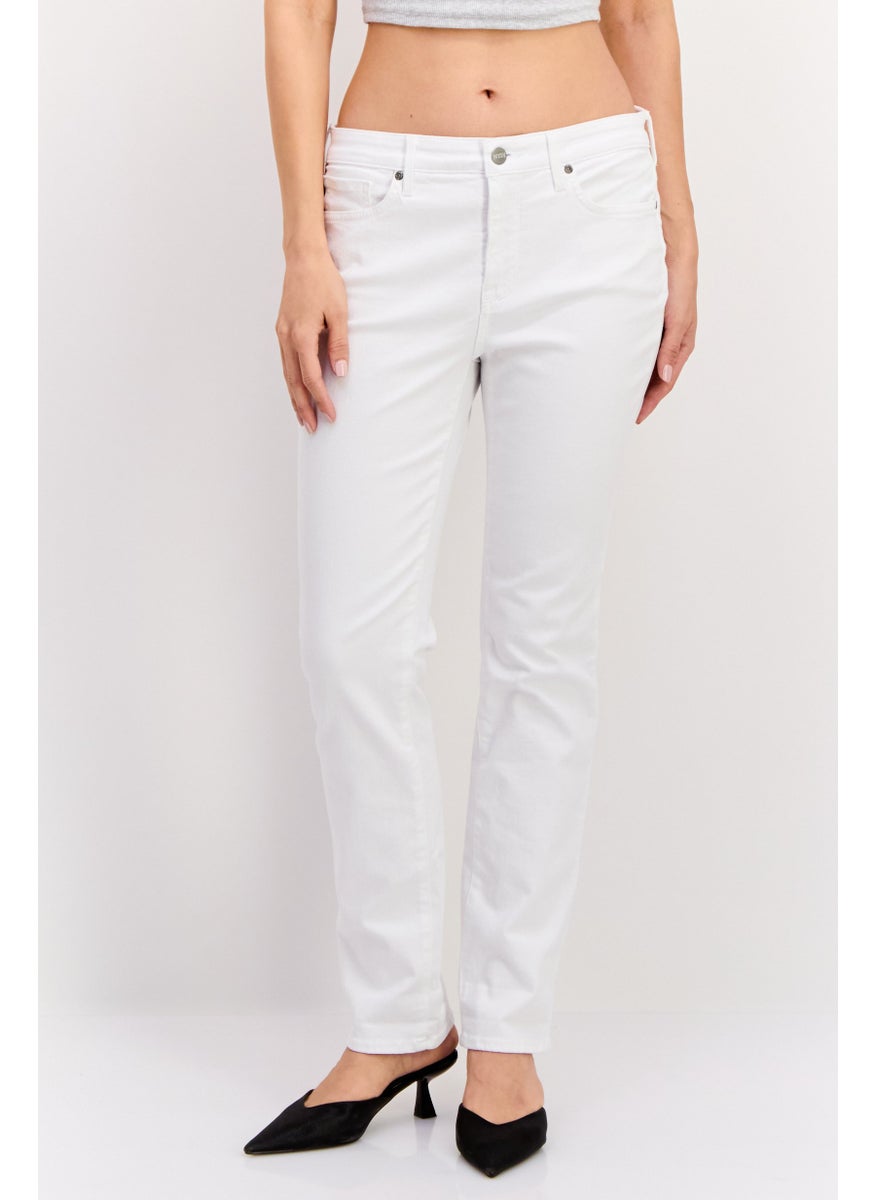 NYDJ - Women Slim Fit Solid Stretchable Chino Pants, White - Image 1