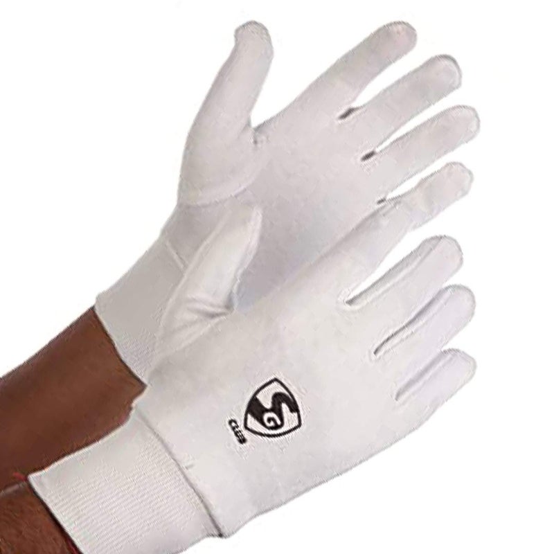 SG Club Cricket Wicket Keeping Inner Gloves for Junior | Cricket Kit for Kid | Use for Wicket Keeping and Batting | Faster Sweat Absorbtion | Cotton Material | Comfort Fit | White - Image 2