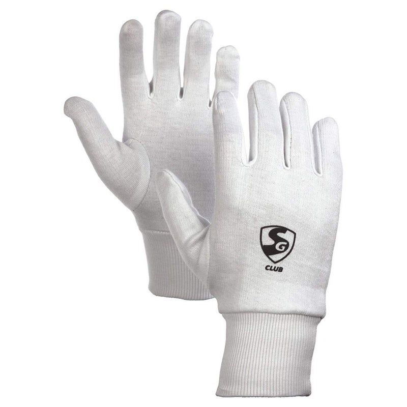 SG Club Cricket Wicket Keeping Inner Gloves for Junior | Cricket Kit for Kid | Use for Wicket Keeping and Batting | Faster Sweat Absorbtion | Cotton Material | Comfort Fit | White - Image 1