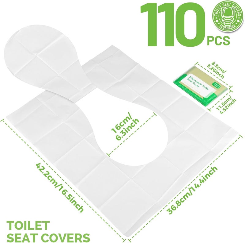YGDZ Toilet Seat Covers Disposable, 110pcs Flushable Travel Disposable Toilet Seat Covers for Adults Kids Potty Training, Travel Essential Accessories for Airplane, Road Trips, Camping - Image 2