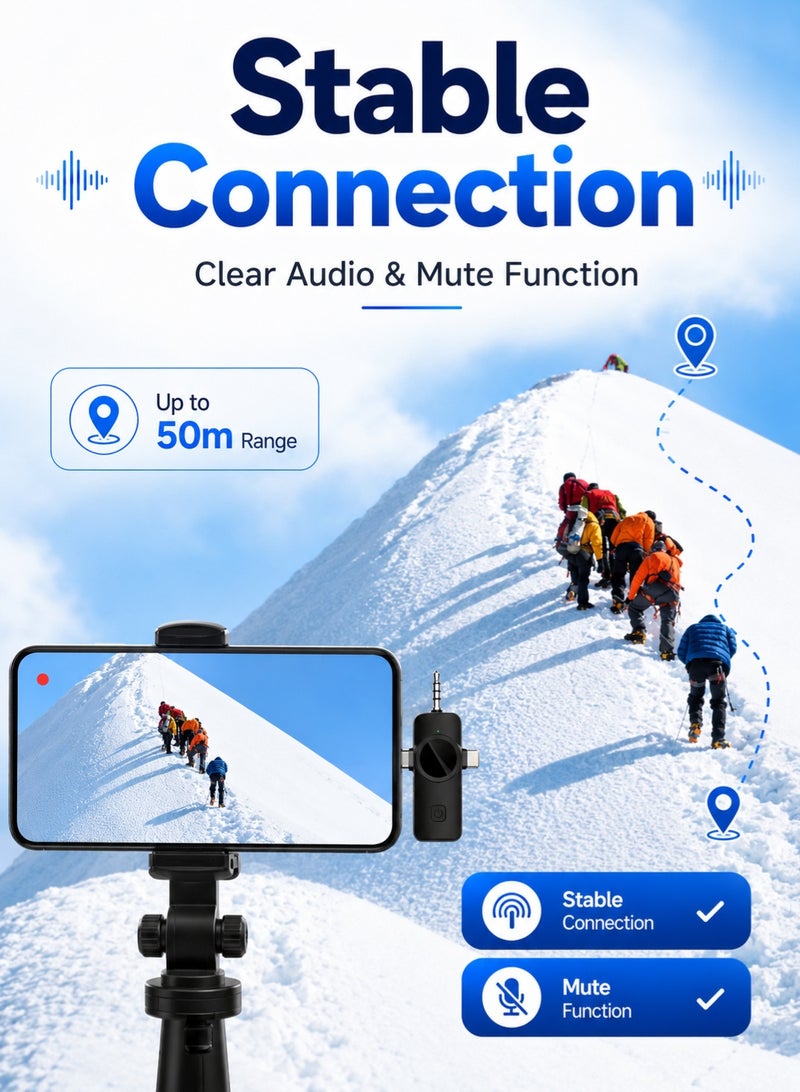 AFQIX Wireless Lavalier Microphone,3 in 1 Microphone for iPhone Android Camera, 2.4G Noise Reduction Mini Lapel Mic, Wireless Microphone for Video Recording, Interview, Vlog, YouTube, TikTok Live Streaming - Image 4