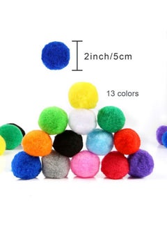 Pllieay Pllieay 120Pcs 2 Inch Very Large Assorted Pom poms Arts and Crafts for DIY Creative Crafts Decoration, 13 Colors  - Image 3