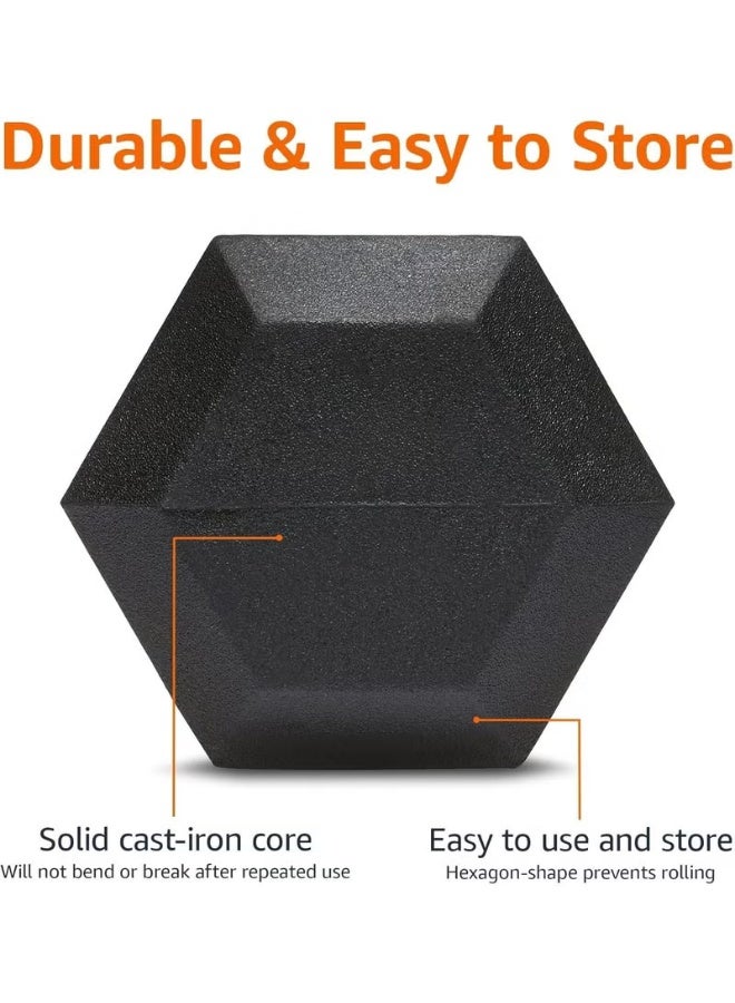 DEXO دمبل سداسي 12.5 كجم – من الحديد المطلي بالمطاط مع تصميم مضاد للانزلاق – تدريب القوة في الصالة المنزلية والصالة الرياضية، بناء العضلات، اللياقة البدنية، متين، معدات تمرين، اكسسوارات رياضية - Image 4
