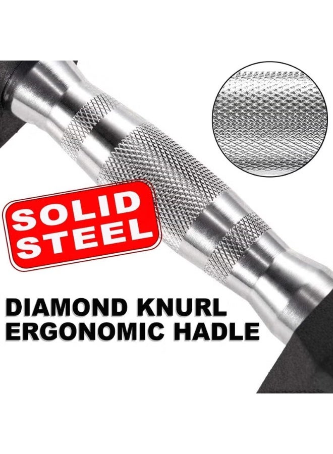 DEXO دمبل سداسي 12.5 كجم – من الحديد المطلي بالمطاط مع تصميم مضاد للانزلاق – تدريب القوة في الصالة المنزلية والصالة الرياضية، بناء العضلات، اللياقة البدنية، متين، معدات تمرين، اكسسوارات رياضية - Image 3