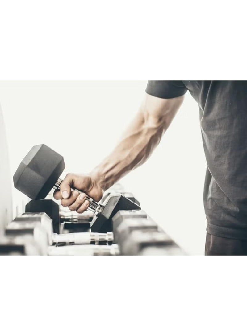 DEXO دمبل سداسي 12.5 كجم – من الحديد المطلي بالمطاط مع تصميم مضاد للانزلاق – تدريب القوة في الصالة المنزلية والصالة الرياضية، بناء العضلات، اللياقة البدنية، متين، معدات تمرين، اكسسوارات رياضية - Image 2