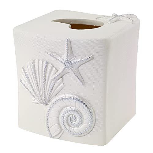 Avanti Linens Tissue Box Cover Sea Inspired Home Accessories Guest Bathroom Essentials Sequin Shells Collection