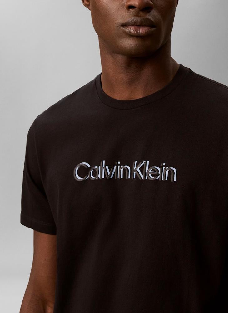 CALVIN KLEIN Textured Graphic Logo T-Shirt - Image 3