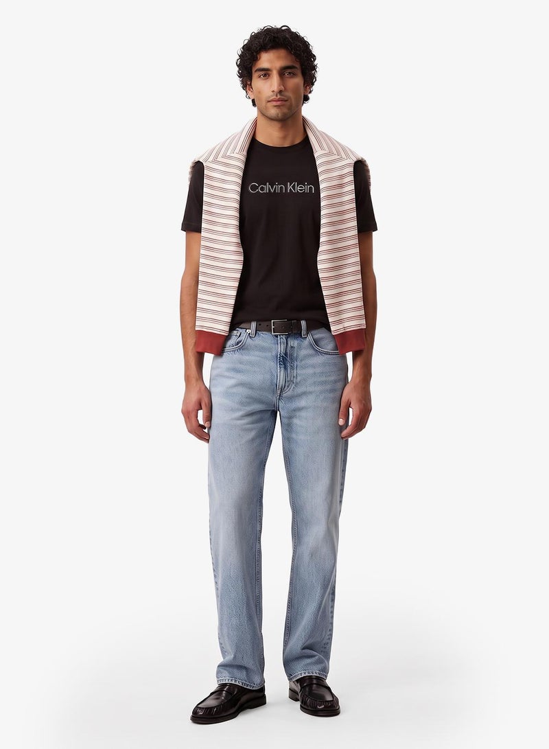 CALVIN KLEIN Textured Graphic Logo T-Shirt - Image 1