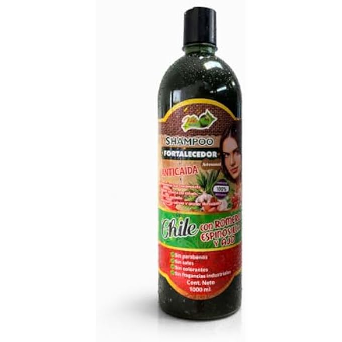 Shampoo de Chile (Chili) Strengthening Shampoo with Rosemary, Garlic & Herbal Extracts | Botanical Hair Cleanser for Fuller-Looking Hair & Scalp Refresh | 100% Natural Formula