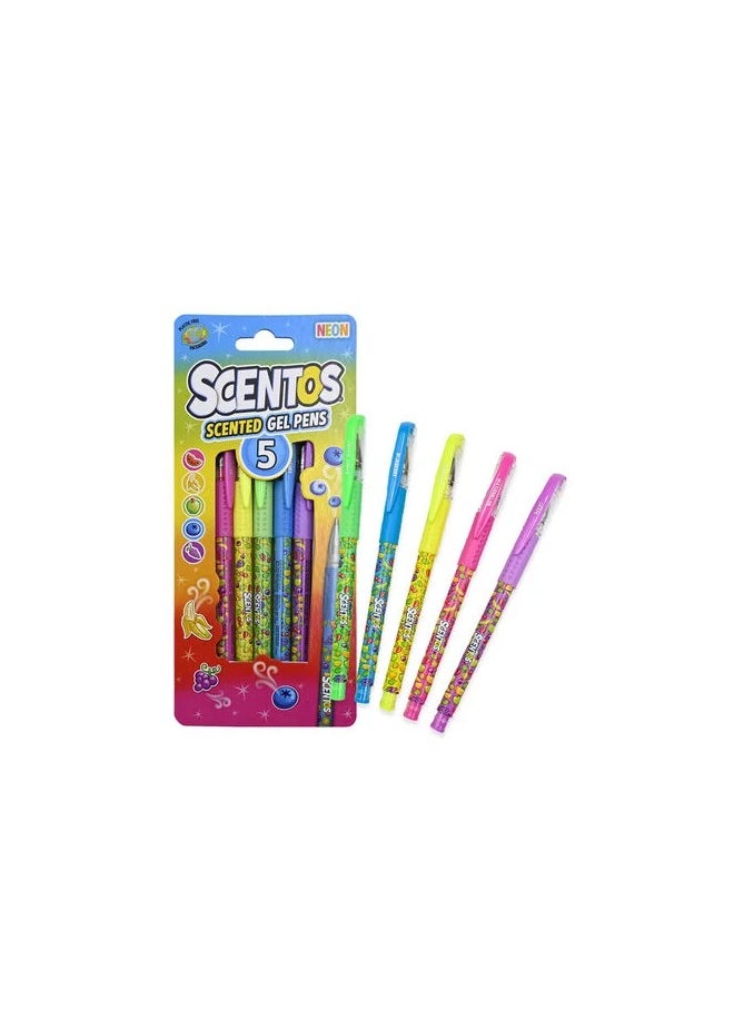 سينتوس أقلام جل نيون معطرة من SCENTOS مكونة من 5 قطع 