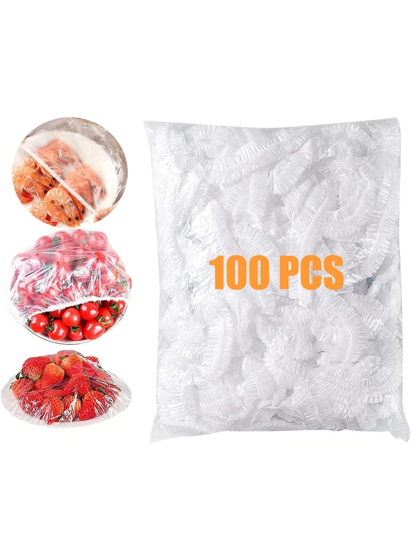 Alternative to cellophane and nylon: 100-piece set of stretchable plastic food covers, flexible and reusable storage bags for tightly sealing dishes, freshness-preserving and easy-stretch lids that fit all sizes of pots and pans, saving time and effort in food packaging and preventing spills. - Image 1