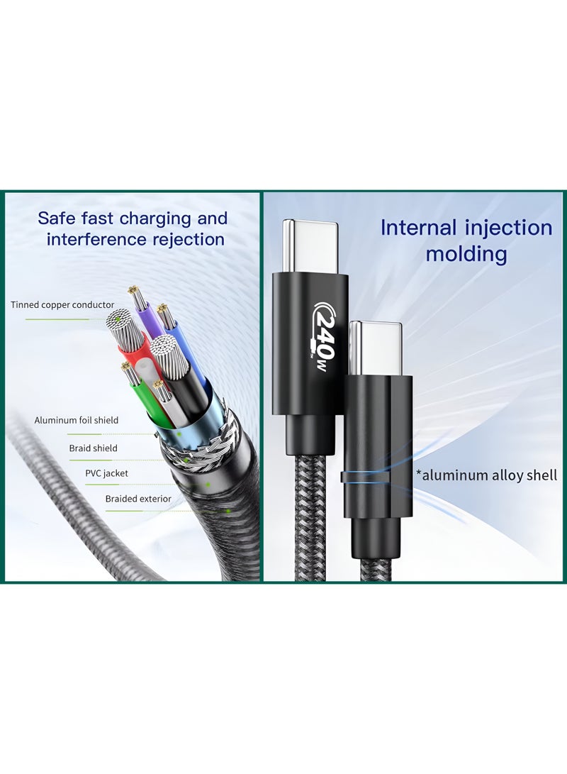 سيزمي ✦ كابل [معتمد من USB-IF] بطول 3 متر للشحن الفائق 240W (48V / 5A) عبر Power Delivery (PD) 3.1 EPR | Type-C إلى Type-C | سرعة USB 2.0 حتى 480Mbps | متوافق مع Apple وiPhone 17/16/15 وGalaxy وiPad وأجهزة اللابتوب والشواحن وغيرها - Image 4