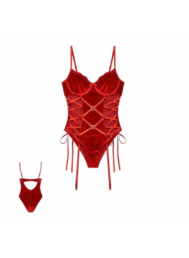 Velvet lingerie set with tie details