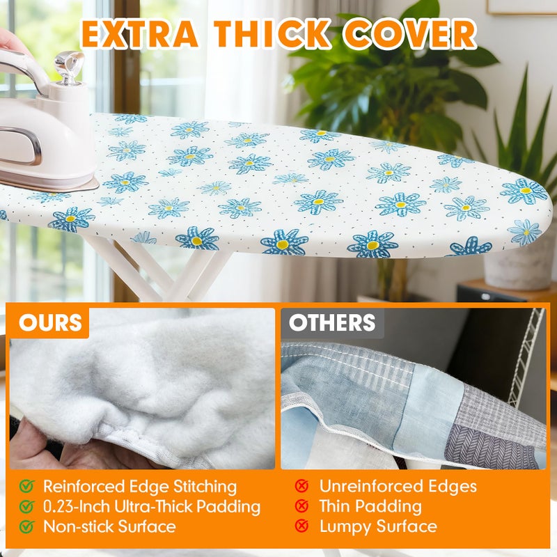 Dalykate Ironing Board Cover and Pad, 18x49 Extra Wide Thick Iron Padding, Scorch & Stain Resistant Ironing board cover, Heavy Duty Iron Board Padded with Adjustable Fasteners Durable Elastic Edge, Daisy - Image 3