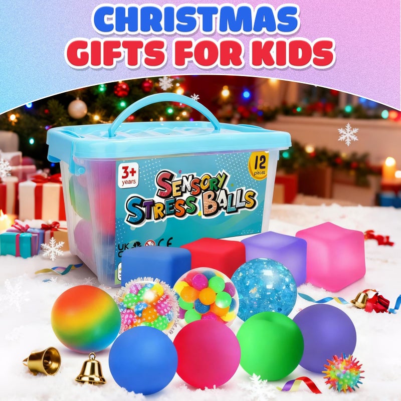 Lemostaar Stress Balls Fidget Sensory Toys: 12 Pack Squishy Stress Balls for Kids 3-12 - Hand Therapy Sensory Ball with Nervousness Pressure Relief - Squeeze Stress Toys Bulk - Classroom Prize Gift for Student - Image 4