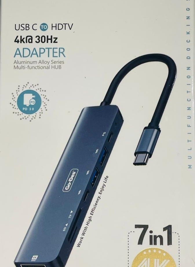 GO-DES 7-In-1 Multiport Usb C Hub (With 4K Hdmi, Usb-C, 2 X Usb A, 3.5mm Audio, Sd 3.0 Slot, And Micro-Sd 3.0 For Macbook Pro, Macbook Air, Ipad Pro, Xps And More - Image 5