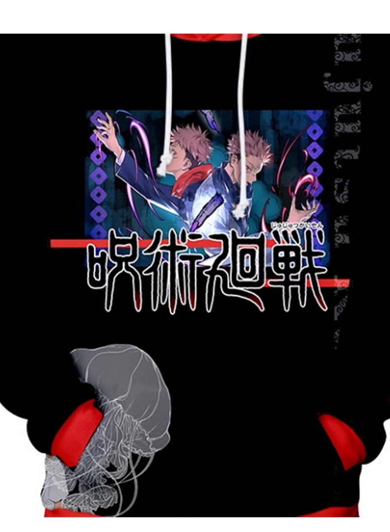 سويت شيرت بقلنسوة بطباعة رقمية ثلاثية الأبعاد من Anime Jujutsu Kaisen - Image 4
