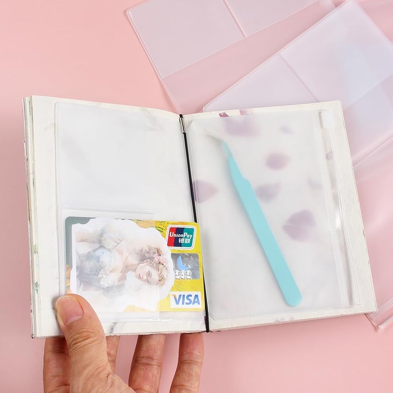 Dwpetzo Clear Zipper Pocket for Travelers Notebook, 4 Insert Passport Size Pouch Refill with 4 Elastic Bands for TN Accessories Paper Card Holder - Image 2