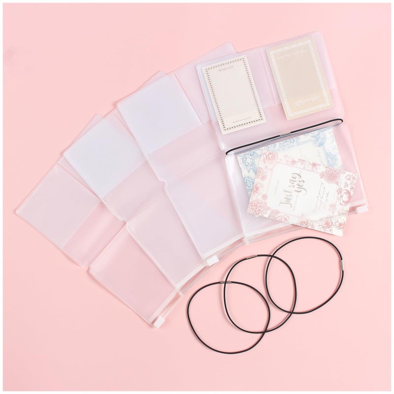Dwpetzo Clear Zipper Pocket for Travelers Notebook, 4 Insert Passport Size Pouch Refill with 4 Elastic Bands for TN Accessories Paper Card Holder - Image 1