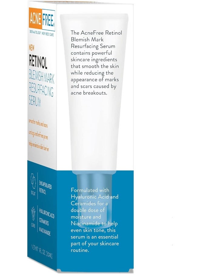 AcneFree - Retinol Blemish Mark Resurfacing Serum With Hyaluronic Acid, And Niacinamide | Helps To Reduce The Appearance Of Acne Marks | Redness Control | 1 Ounce - Image 1