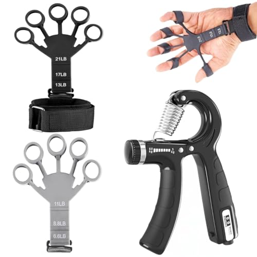 AJRO DEAL Hand Gripper & Finger Resistance Band – Adjustable Hand Grip With Counter Strengthener for Muscle Gain, Wrist Rehab, Injury Recovery, and Fitness Training - Image 1