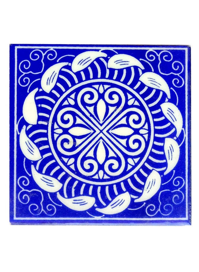 Shiv Kripa Blue Pottery Home Decor Tile Ceramic High Lighter Wall Tiles 4 x 4 Inch Set of 6 Tiles (Blue & White) - Image 5