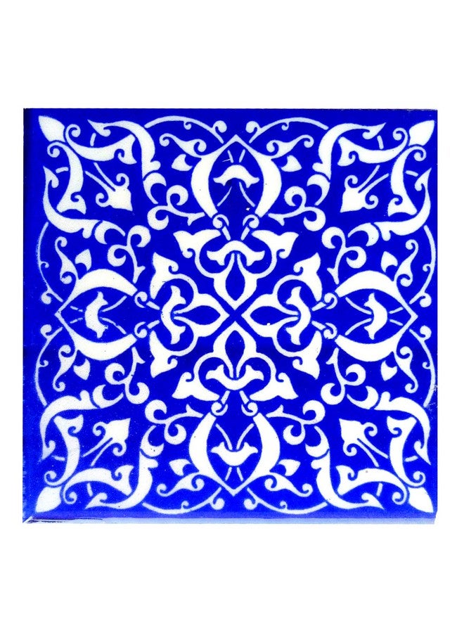 Shiv Kripa Blue Pottery Home Decor Tile Ceramic High Lighter Wall Tiles 4 x 4 Inch Set of 6 Tiles (Blue & White) - Image 4