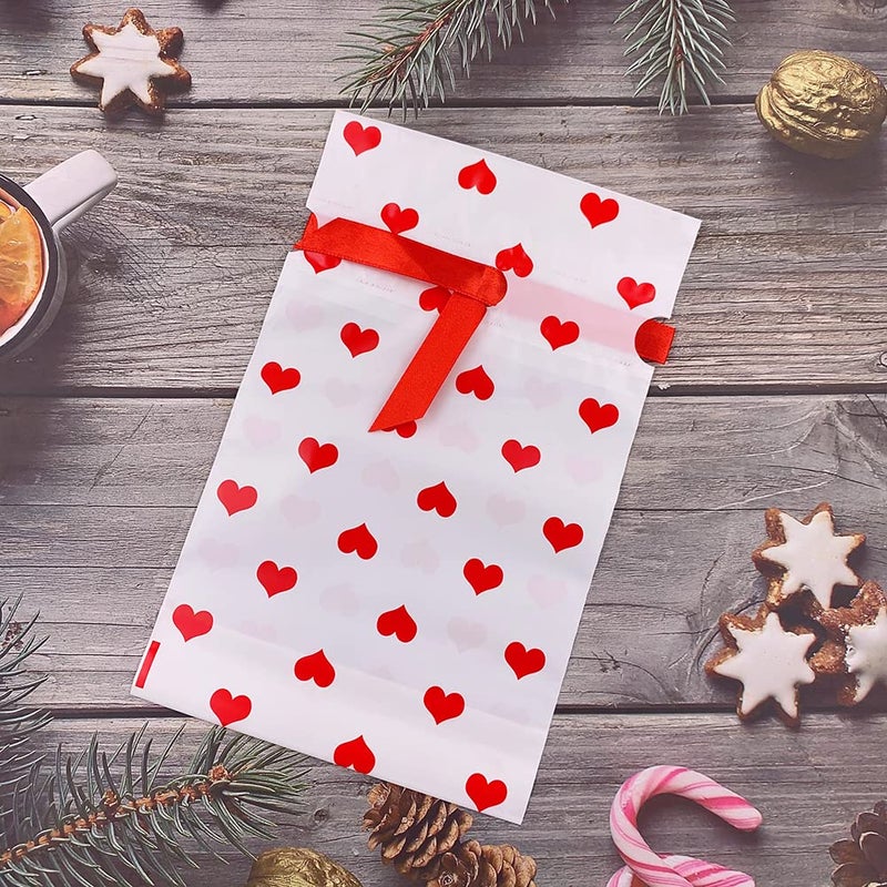 Enjonar 24pcs Treat Bags Party Favor Bags Love Plastic Drawstring Gift Bag Red Heart Bag Gift Wrapping Package for Candies Goodies - Image 4