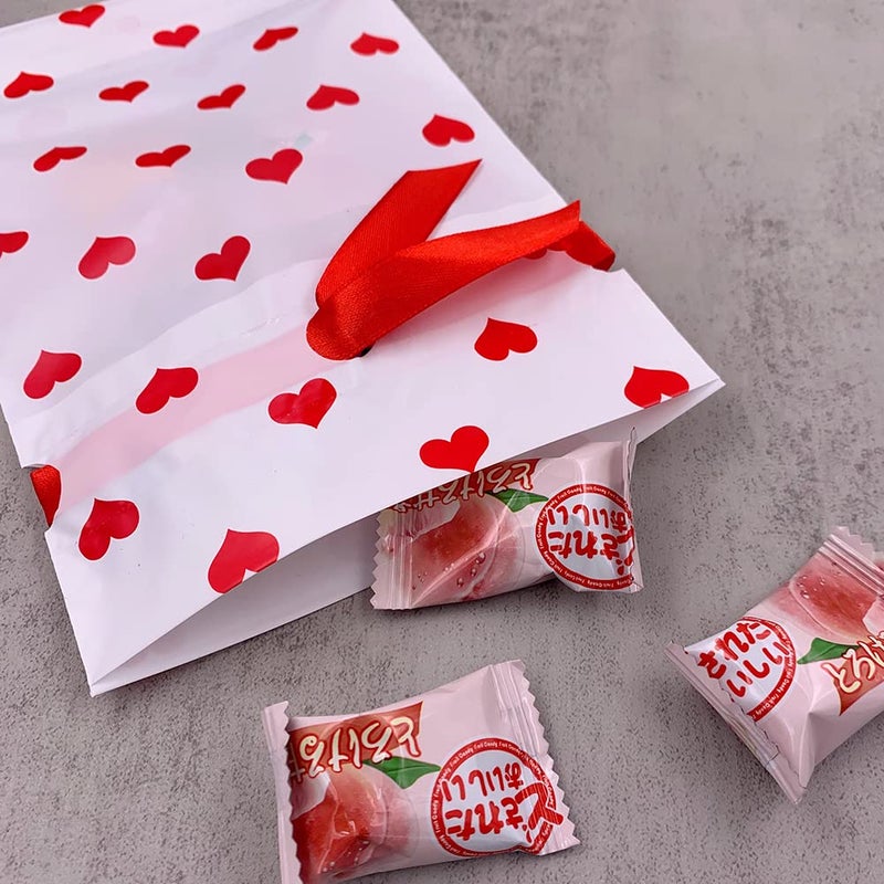 Enjonar 24pcs Treat Bags Party Favor Bags Love Plastic Drawstring Gift Bag Red Heart Bag Gift Wrapping Package for Candies Goodies - Image 5