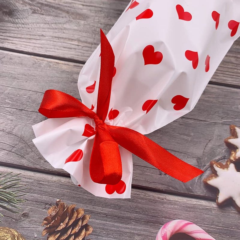 Enjonar 24pcs Treat Bags Party Favor Bags Love Plastic Drawstring Gift Bag Red Heart Bag Gift Wrapping Package for Candies Goodies - Image 3