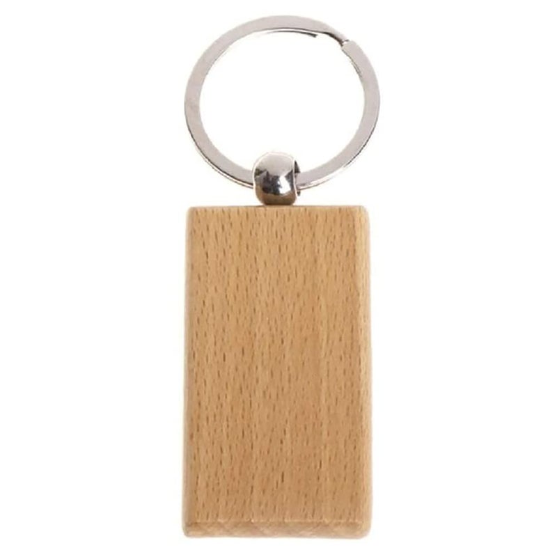 ANCLLO 10 Pack Blank Wooden Key Chain Personalized Wood Keychain Key Ring Key Tags DIY Keychain Supplies for Craft Rectangle