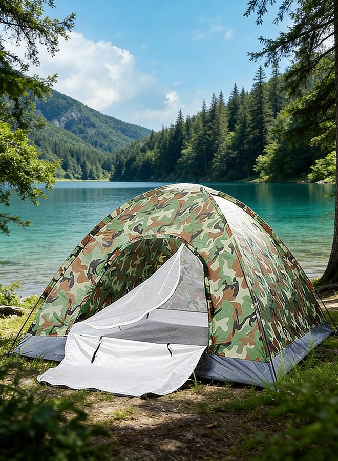 رولستيمي التمويه التخييم خيمة ، قبة 3-4 شخص التخييم المنبثقة خيمة واسعة ، خفيفة الوزن ، للمشي في الهواء الطلق - Image 1