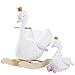 labebe Kids Rocking Horse White Swan with Little Plush Doll Toys Stuffed Animal Wooden Rocker for Children 6 Months Boys and GirlsNursery Christmas Birthday Gift Rocking Swan with Doll - Image 4