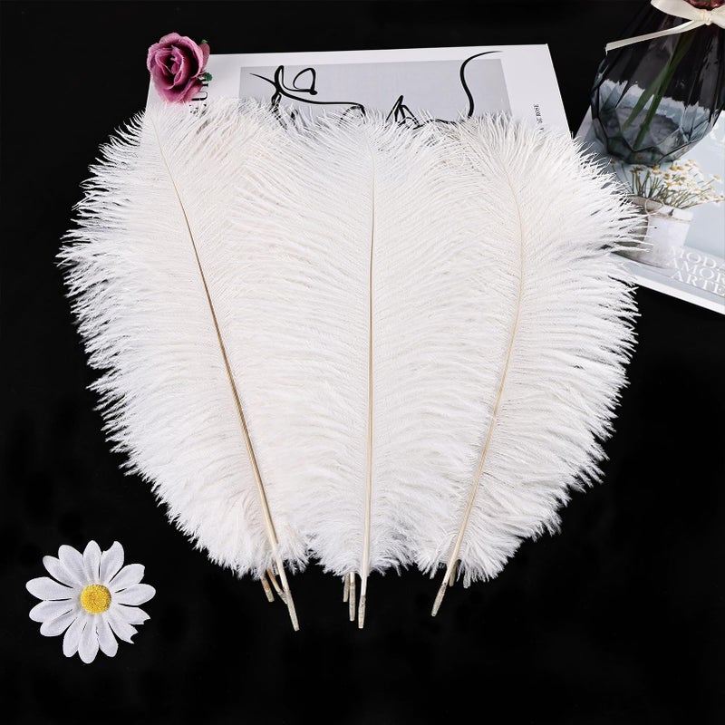 THARAHT White Ostrich Feathers 24pcs Natural Bulk 8-10Inch 20cm-25cm for Crafts Wedding Party Centerpieces Christmas Tree Decoration Feathers - Image 4