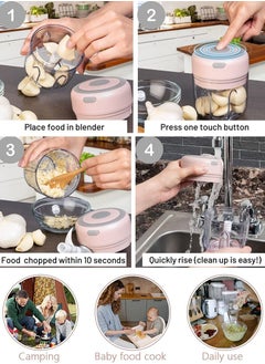 QUTOOB Wireless Portable Electric Food Chopper 250ml, Perfect For Garlic Ginger Onion Vegetables Fruits Meat Nuts, Food Processor Works As Garlic Mincer Ginger Masher Onion Chopper Chili Crusher, Cutter  - Image 4