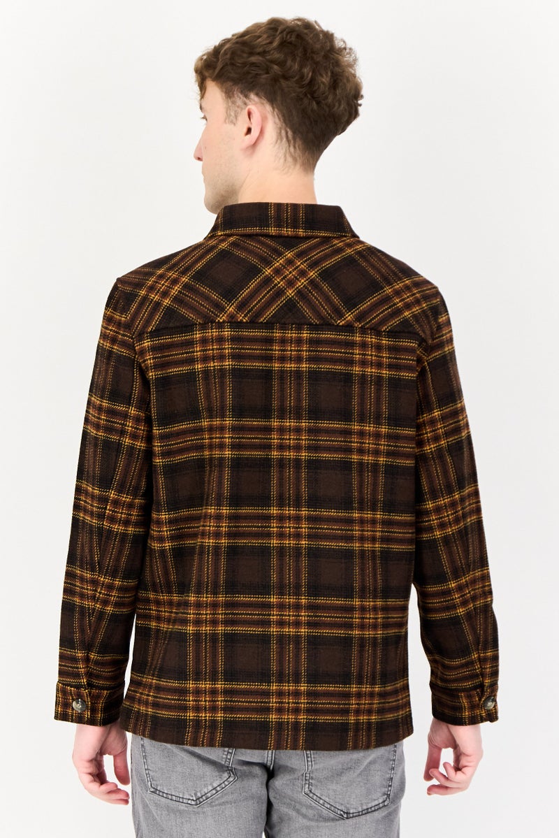 ESPRIT Men Plaid jacket Shirt, Brown - Image 3