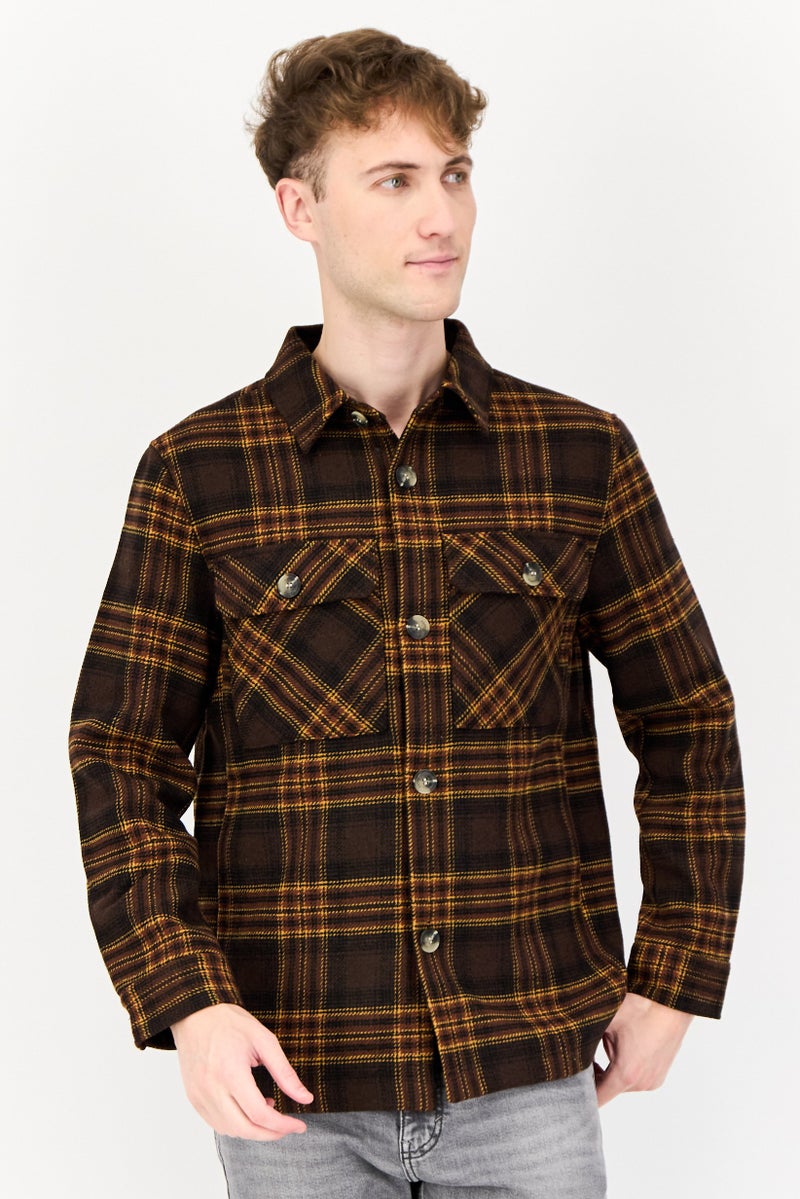 ESPRIT Men Plaid jacket Shirt, Brown - Image 1
