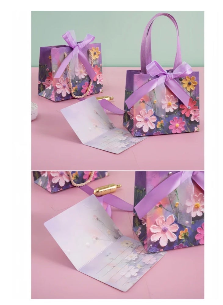 Color Gift Bag with Handle, Oil Painting Gift Paper Bags Medium Size Small Gift Bags Birthday Craft Paper Gift Bags for Presents,Birthdays, Mother's Day,Weddings, Party（25*12*22cm） - Image 5