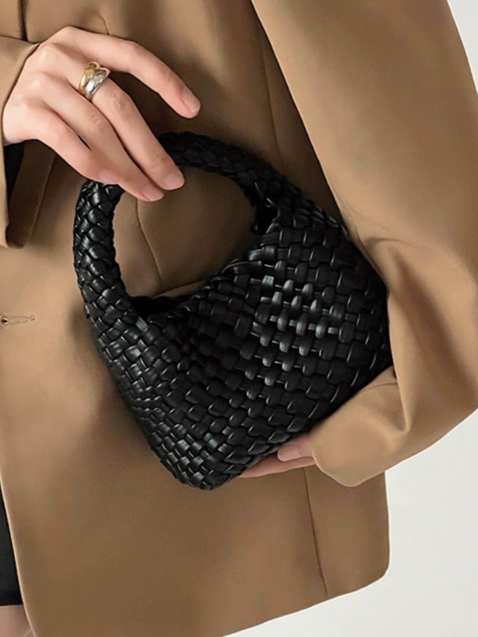 Woven Vegetable Basket Fashion Bag Portable Shoulder Crossbody Bucket Women'S Bag - Image 3