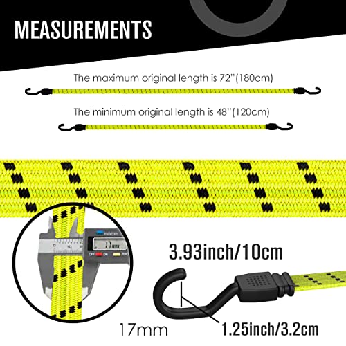 Houseables Long Bungee Cords with Hooks, Bungee Cords with Hooks, Elastic Straps, Elastic Tie Down Straps, Rope for Moving, Dolly, Truck, Bungie Chords, Heavy Duty Outdoor, Rubber, Flat, 48 Inch, 4 PK - Image 2
