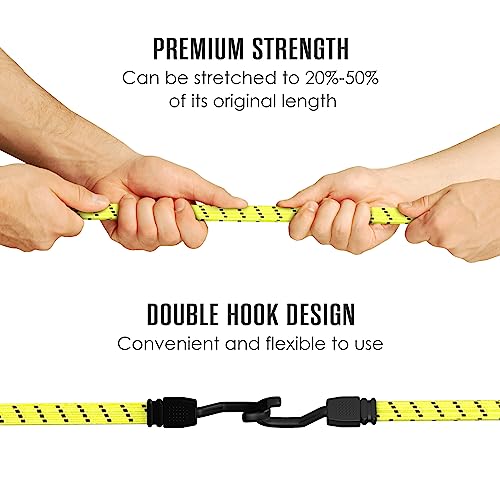 Houseables Long Bungee Cords with Hooks, Bungee Cords with Hooks, Elastic Straps, Elastic Tie Down Straps, Rope for Moving, Dolly, Truck, Bungie Chords, Heavy Duty Outdoor, Rubber, Flat, 48 Inch, 4 PK - Image 5