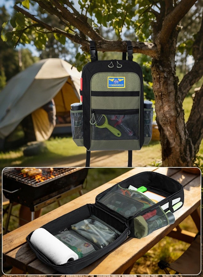 Marscamd Camp Kitchen Organizer Backpack with Paper Towel Holder, Hanging Camping Utensil Storage Bag with Multi Pockets for Camping Utensils, Barbecue Tool, Bag Only, Black - Image 5
