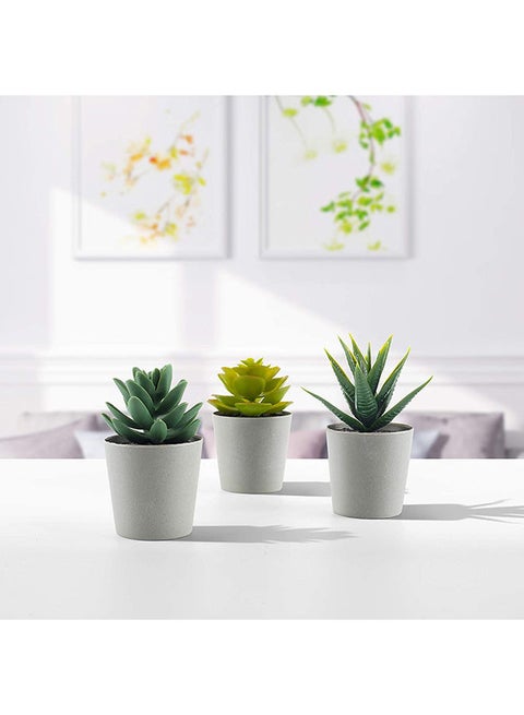 3-Piece Artificial Plant With Pot Green/White