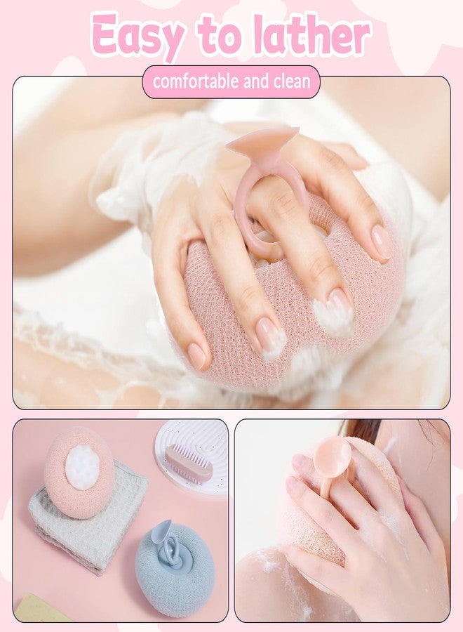 YBEATY 2 PCS Soft Sunflower Suction Cup Bath Ball Bath Body Brush Exfoliating Mesh Sponge Cleaning Scrubber Sponge with Finger Rings Shower Loofah Sponges for Women Men Scrub The Body Accessories - Image 4