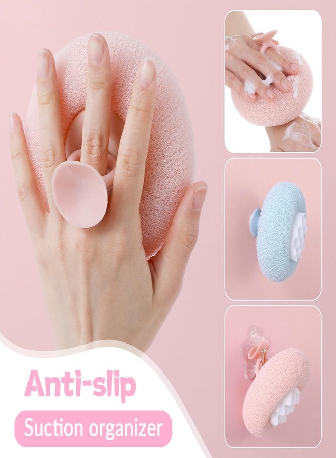 YBEATY 2 PCS Soft Sunflower Suction Cup Bath Ball Bath Body Brush Exfoliating Mesh Sponge Cleaning Scrubber Sponge with Finger Rings Shower Loofah Sponges for Women Men Scrub The Body Accessories - Image 3