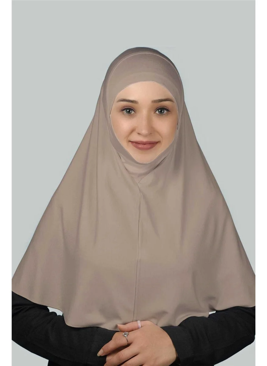 Altobeh Ready-made Turban Veiled Practical Scarf Hijab with Niqab - Prayer Cover Souffle (Xl) - Light Mink