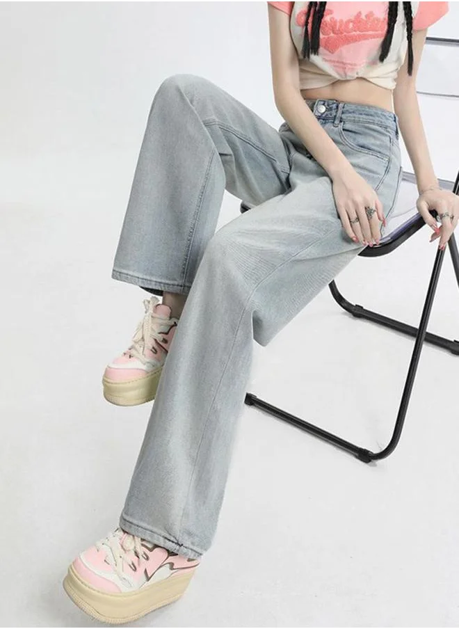 YUNIQEE Blue Cotton Straight Fit High-Rise Jeans