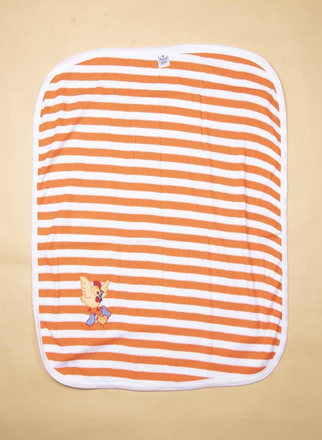 Tinycare Cotton Bath Towel for New Born, Extra Soft Terry Fabric Printed Towel for Kids/Toddler/Infants, Quick Absorbent, Reusable Napkins Bathing Towels (72 x 72 cm, Orange)_Pack of 1 - Image 3
